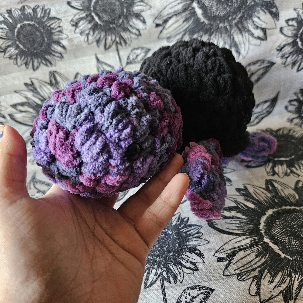 Black Purple Crochet Turtle Amigurumi Plushie